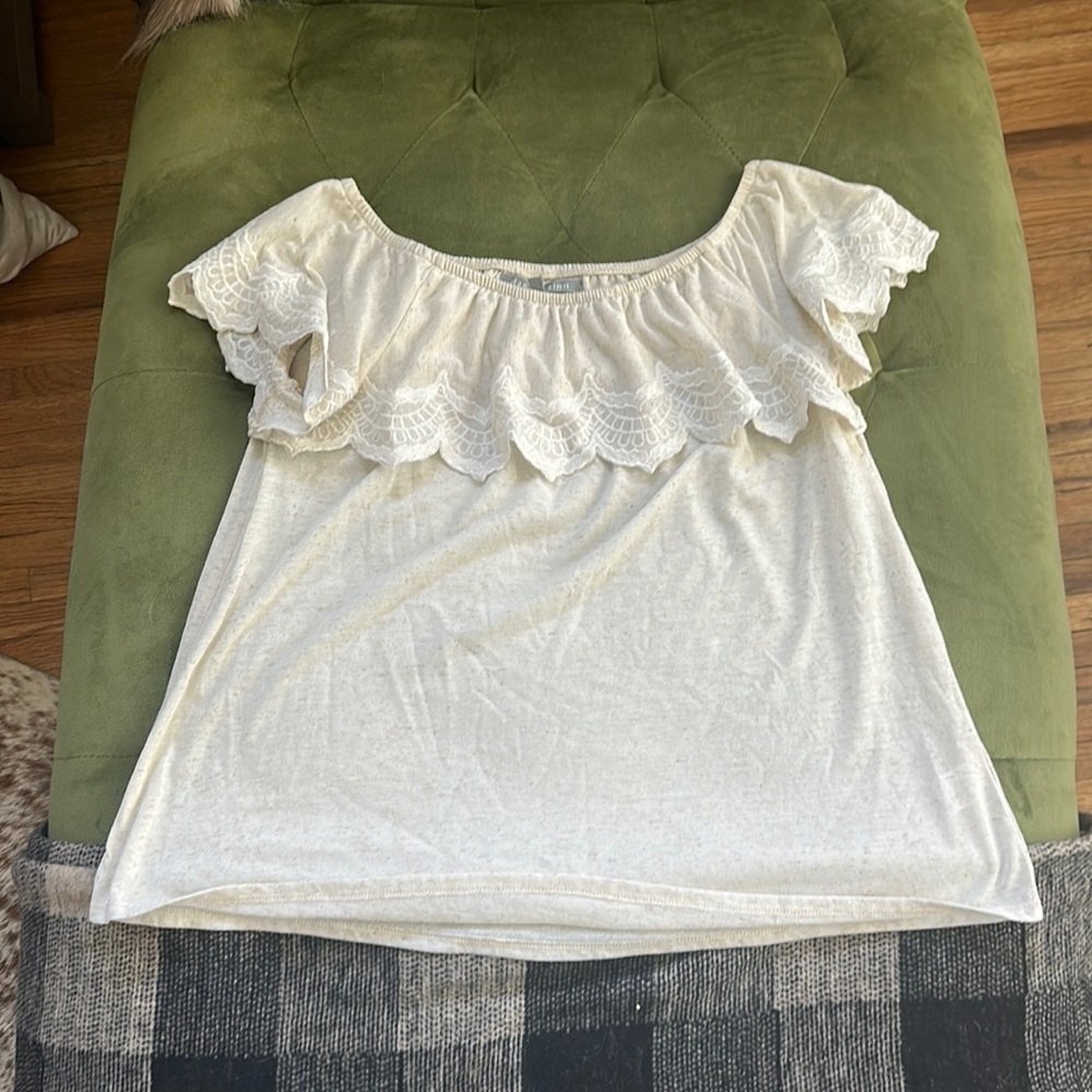 Cute off the shoulder blouse.